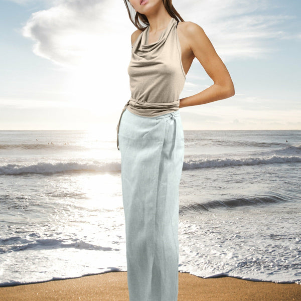 lange wrap rok in linnen /maxi linen wrap skirt