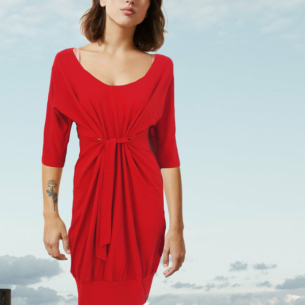 tuniek jurk met taille knoop / tunic dress with knot in the waist