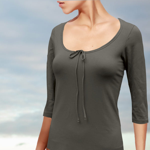 T shirt biologische katoen met 3/4 mouwtje / organic cotton basic t shirt , 3/4 sleeves