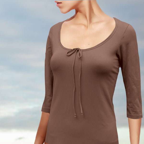 T shirt biologische katoen met 3/4 mouwtje / organic cotton basic t shirt , 3/4 sleeves