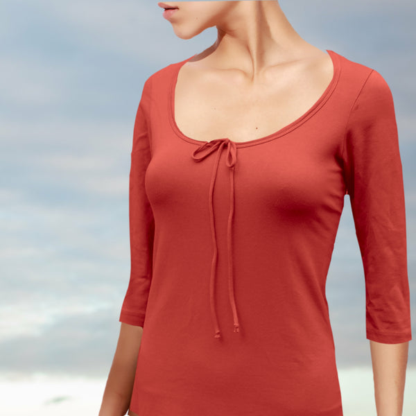 T shirt biologische katoen met 3/4 mouwtje / organic cotton basic t shirt , 3/4 sleeves