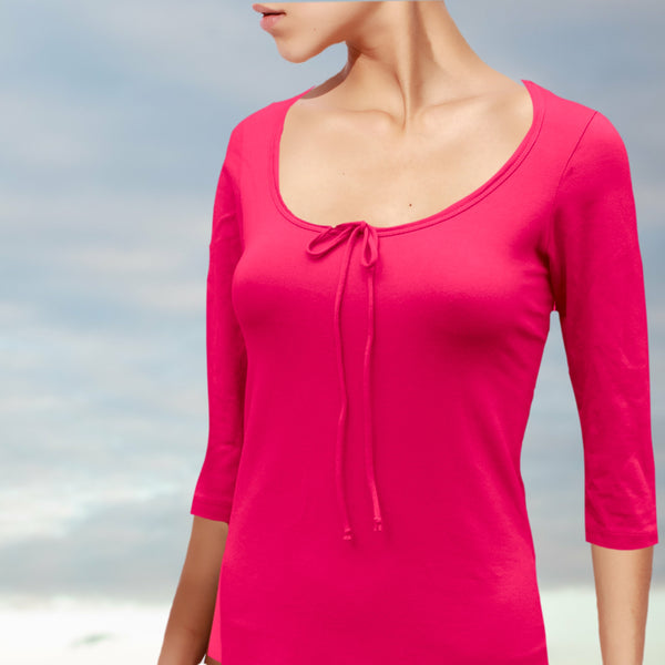 T shirt biologische katoen met 3/4 mouwtje / organic cotton basic t shirt , 3/4 sleeves