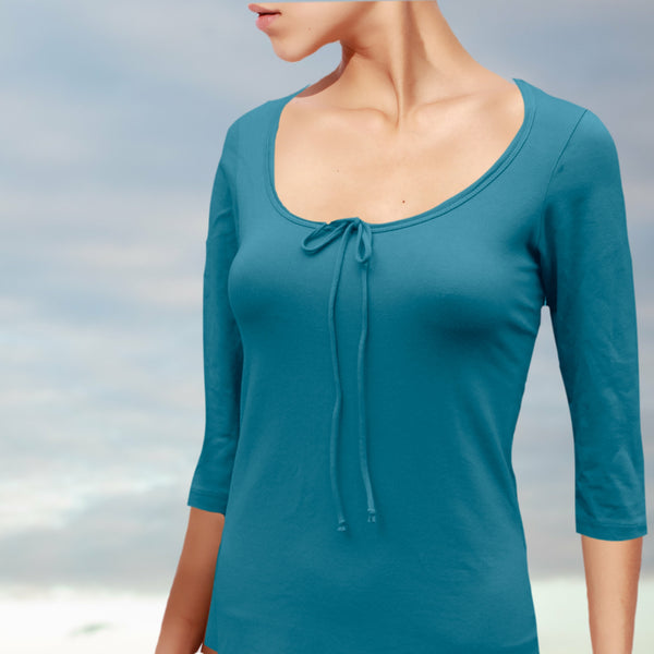 T shirt biologische katoen met 3/4 mouwtje / organic cotton basic t shirt , 3/4 sleeves