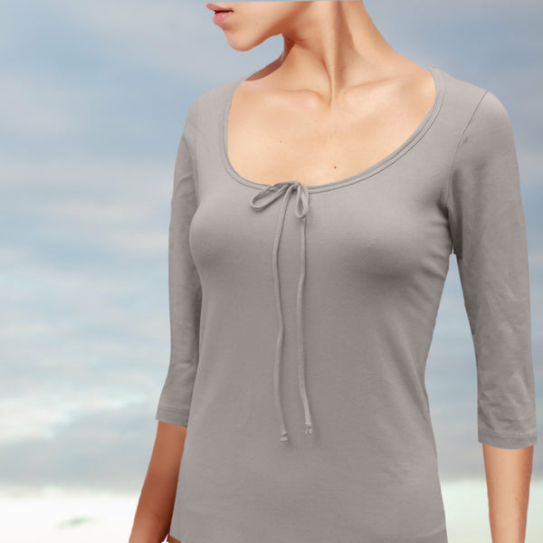 T shirt biologische katoen met 3/4 mouwtje / organic cotton basic t shirt , 3/4 sleeves