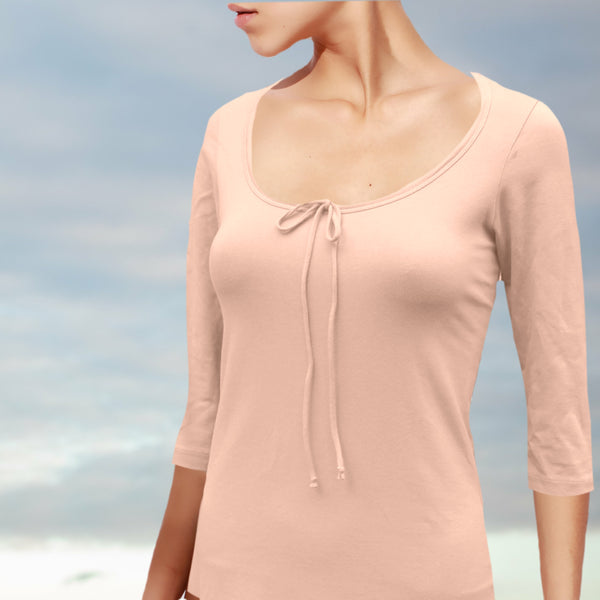 T shirt biologische katoen met 3/4 mouwtje / organic cotton basic t shirt , 3/4 sleeves