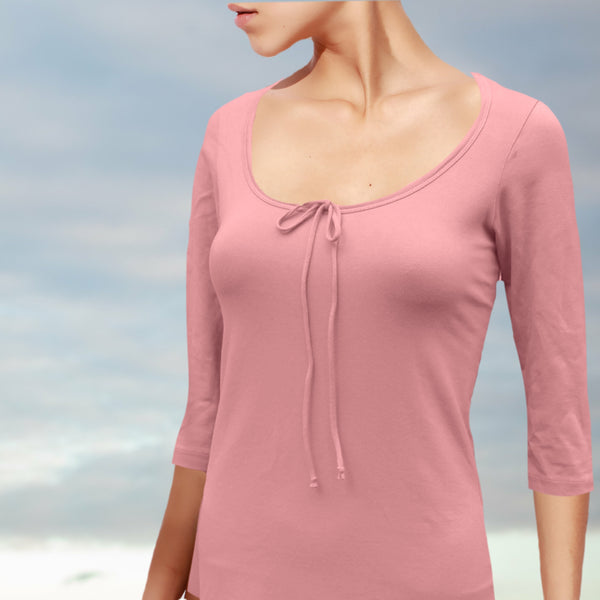 T shirt biologische katoen met 3/4 mouwtje / organic cotton basic t shirt , 3/4 sleeves