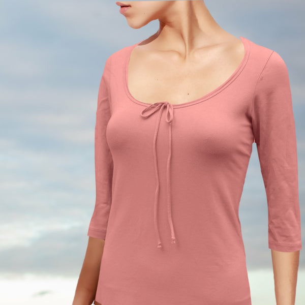 T shirt biologische katoen met 3/4 mouwtje / organic cotton basic t shirt , 3/4 sleeves