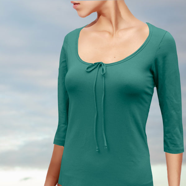 T shirt biologische katoen met 3/4 mouwtje / organic cotton basic t shirt , 3/4 sleeves