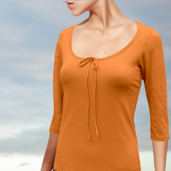 T shirt biologische katoen met 3/4 mouwtje / organic cotton basic t shirt , 3/4 sleeves