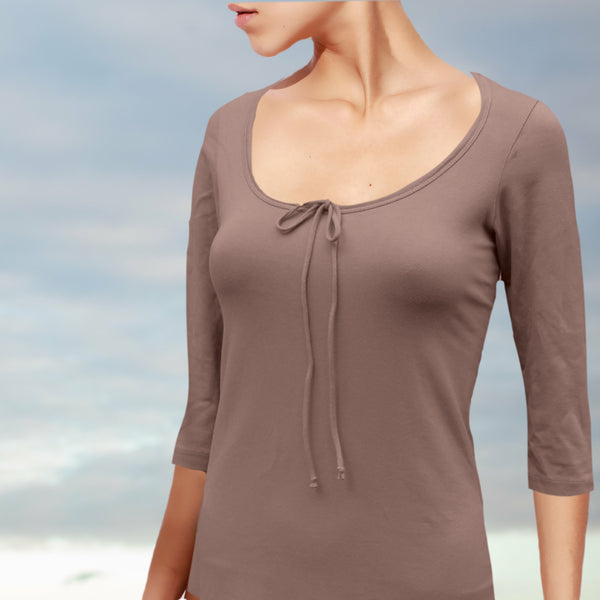 T shirt biologische katoen met 3/4 mouwtje / organic cotton basic t shirt , 3/4 sleeves