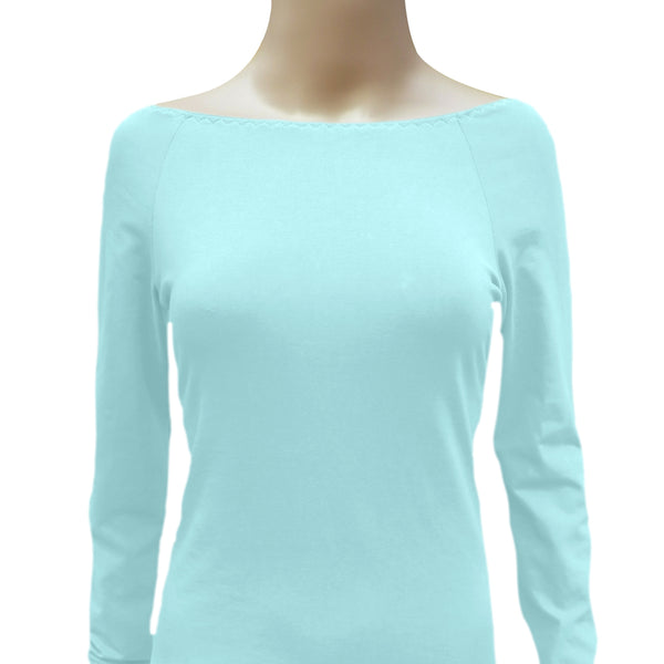 Boothals shirt met lange mouw van organische katoen / organic cotton T shirt with boat neck and long sleeve