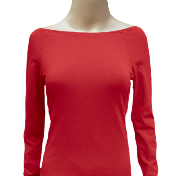Boothals shirt met lange mouw van organische katoen / organic cotton T shirt with boat neck and long sleeve