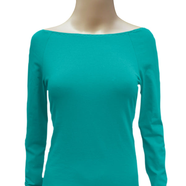 Boothals shirt met lange mouw van organische katoen / organic cotton T shirt with boat neck and long sleeve