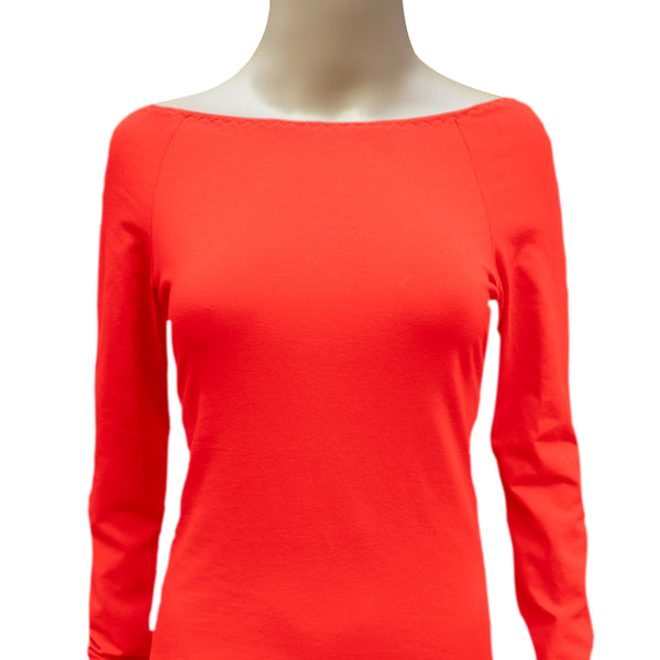 Boothals shirt met lange mouw van organische katoen / organic cotton T shirt with boat neck and long sleeve