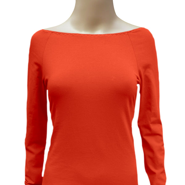 Boothals shirt met lange mouw van organische katoen / organic cotton T shirt with boat neck and long sleeve