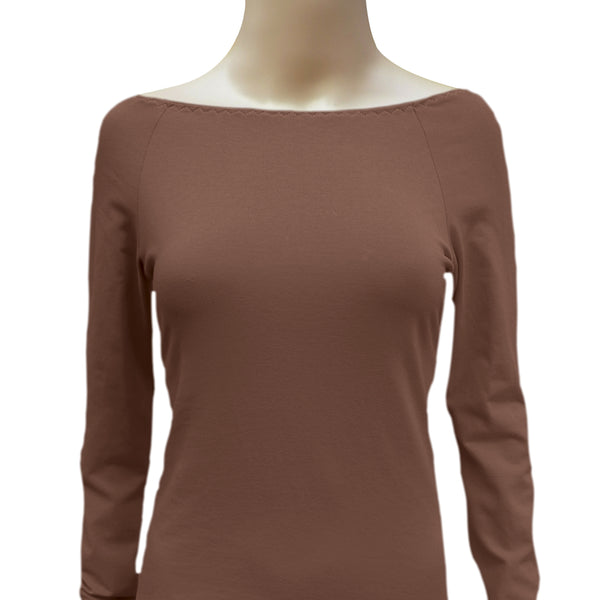 Boothals shirt met lange mouw van organische katoen / organic cotton T shirt with boat neck and long sleeve