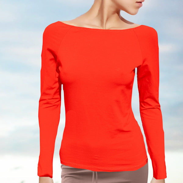 Boothals shirt met lange mouw van organische katoen / organic cotton T shirt with boat neck and long sleeve