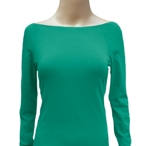Boothals shirt met lange mouw van organische katoen / organic cotton T shirt with boat neck and long sleeve