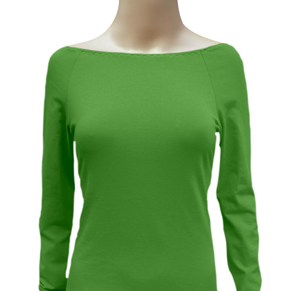 Boothals shirt met lange mouw van organische katoen / organic cotton T shirt with boat neck and long sleeve
