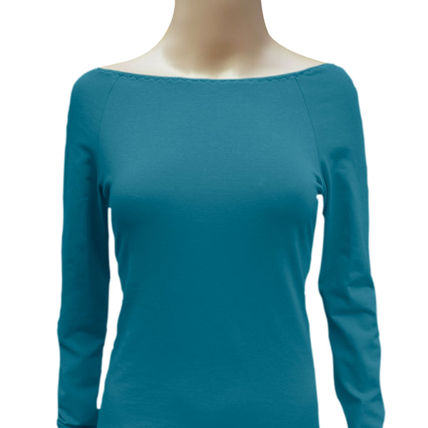 Boothals shirt met lange mouw van organische katoen / organic cotton T shirt with boat neck and long sleeve