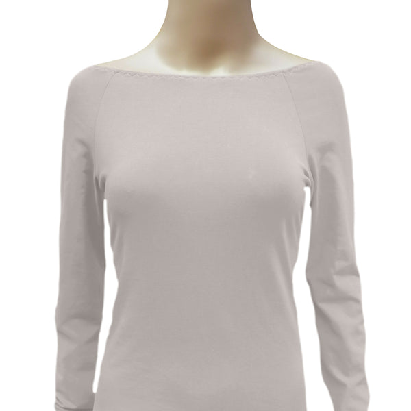 Boothals shirt met lange mouw van organische katoen / organic cotton T shirt with boat neck and long sleeve
