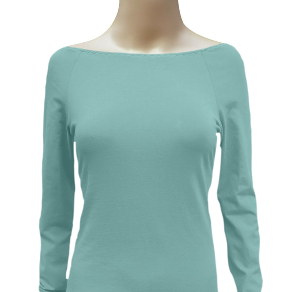 Boothals shirt met lange mouw van organische katoen / organic cotton T shirt with boat neck and long sleeve