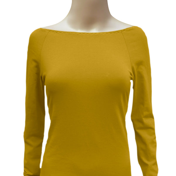 Boothals shirt met lange mouw van organische katoen / organic cotton T shirt with boat neck and long sleeve