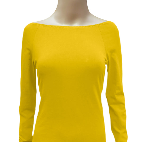 Boothals shirt met lange mouw van organische katoen / organic cotton T shirt with boat neck and long sleeve