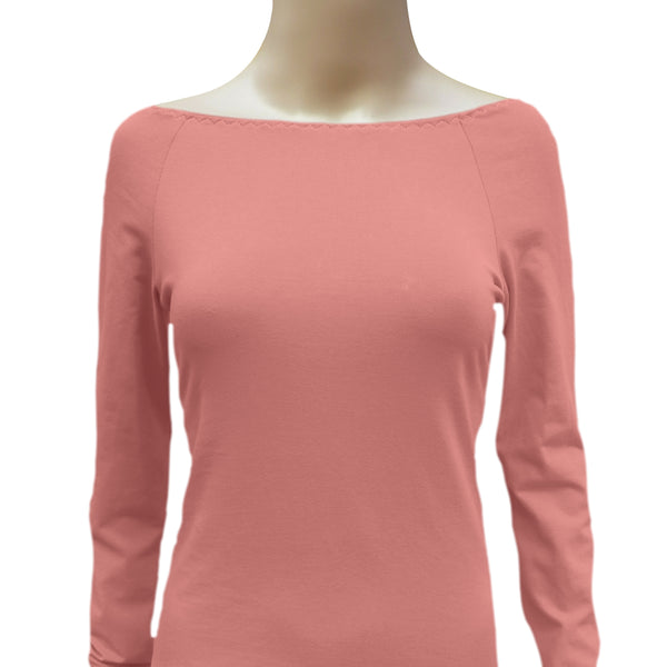 Boothals shirt met lange mouw van organische katoen / organic cotton T shirt with boat neck and long sleeve