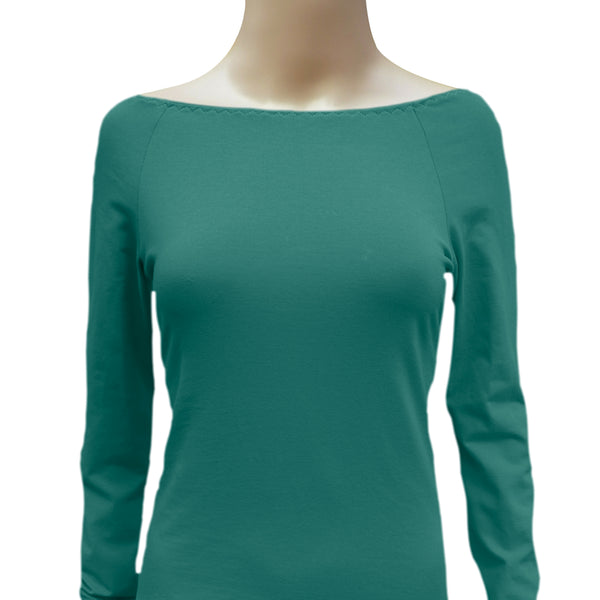 Boothals shirt met lange mouw van organische katoen / organic cotton T shirt with boat neck and long sleeve