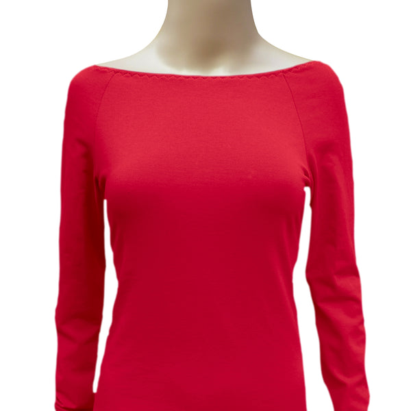 Boothals shirt met lange mouw van organische katoen / organic cotton T shirt with boat neck and long sleeve