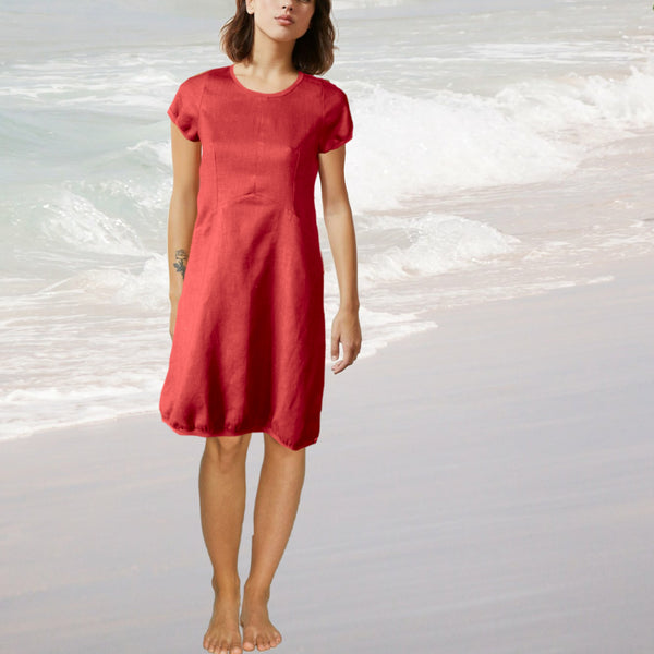 Sportief jurkje in linnen-katoen mix/ sporty dress in linen-cotton mix