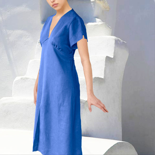 Zomers jurkje in linnen-katoen mix/  summery dress in linen-cotton mix