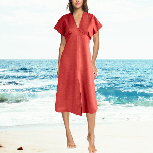 Zomers jurkje in linnen-katoen mix/  summery dress in linen-cotton mix