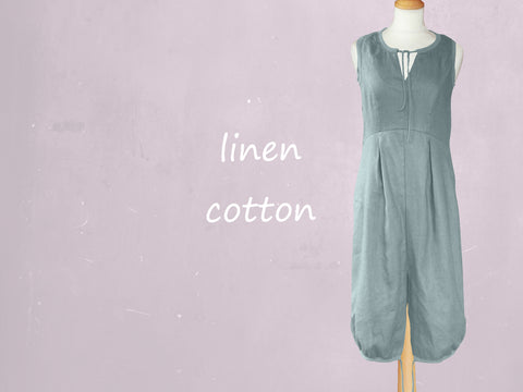 Sportief mouwloos jurkje met koordjes in linnen-katoen mix/ sporty dress in linen-cotton mix