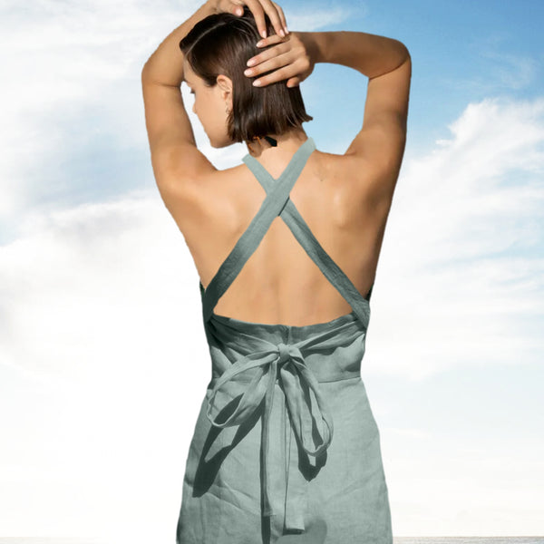 overgooier in linnen-katoen mix/ pinafore dress in linen-cotton mix