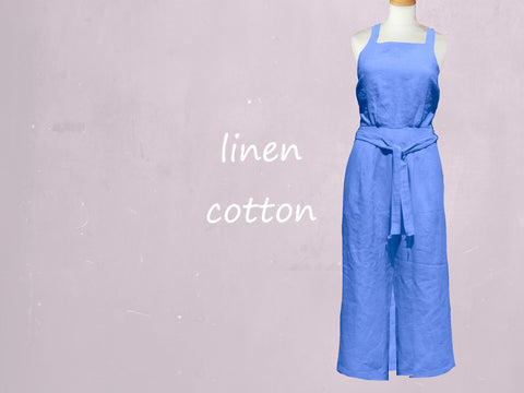 overgooier in linnen-katoen mix/ pinafore dress in linen-cotton mix