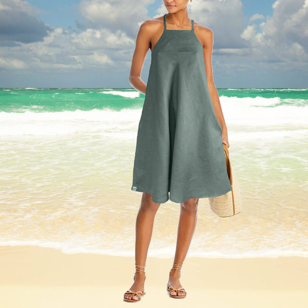 A lijn zomerjurkje in linnen-katoen mix/ summer swing dress