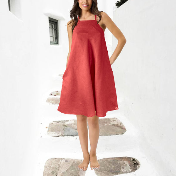 A lijn zomerjurkje in linnen-katoen mix/ summer swing dress