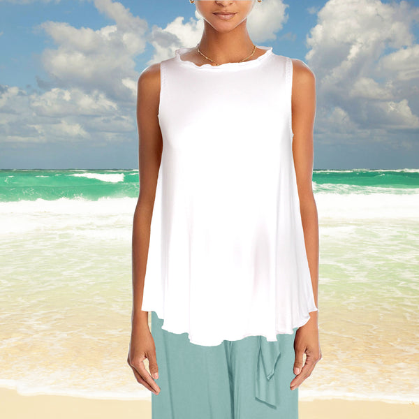 Tencel A lijn shirt met geschulpt boordje/ Tencel A line shirt with sculpted collar