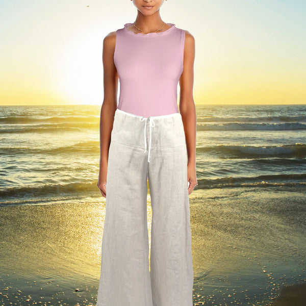 Tencel hemdje met geschulpt boordje/ Tencel camisole with sculpted collar