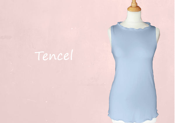 Tencel hemdje met geschulpt boordje/ Tencel camisole with sculpted collar