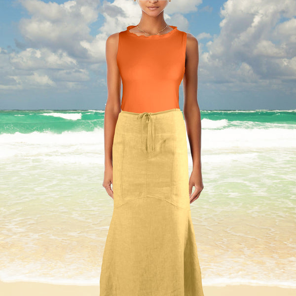 Tencel hemdje met geschulpt boordje/ Tencel camisole with sculpted collar