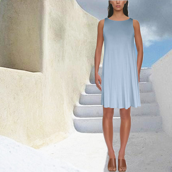 Tencel A'lijn hemdjurk / Tencel sleeveless shirt dress
