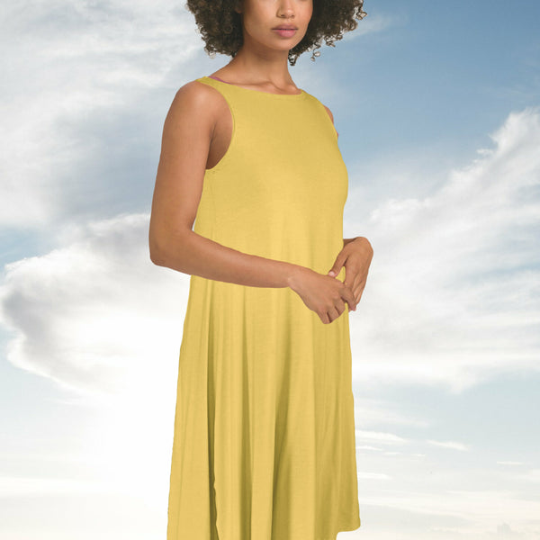Tencel A'lijn hemdjurk / Tencel sleeveless shirt dress