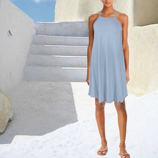 Tencel A'lijn hemdjurk met racerback / Tencel sleeveless shirt dress with racerback