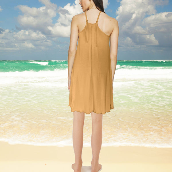 Tencel A'lijn hemdjurk met racerback / Tencel sleeveless shirt dress with racerback