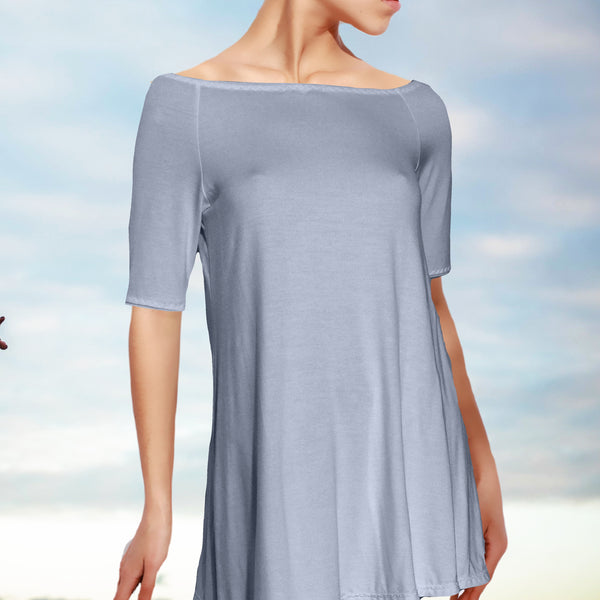 Tencel A lijn shirt met boothals/ Tencel A line shirt with boat neck