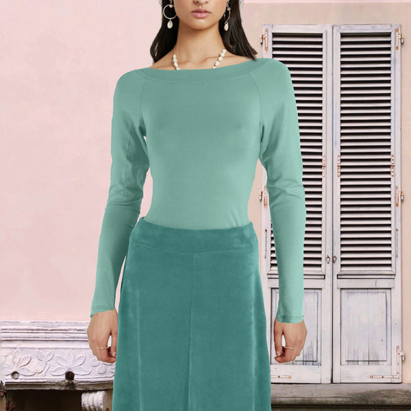 Tencel shirt met boothals/ Tencel shirt with boatneck