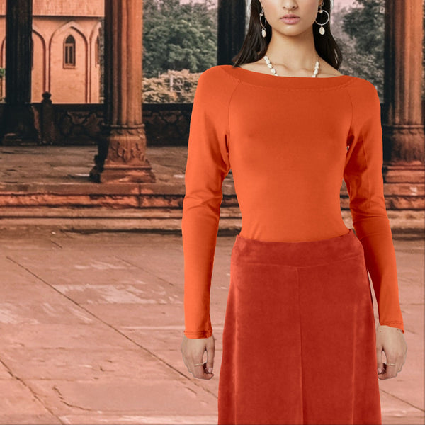 Tencel shirt met boothals/ Tencel shirt with boatneck